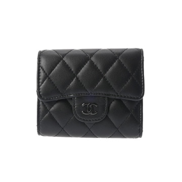 シャネル マトラッセ クラシックスモールフラップウォレット ブラック AP0229 ラムスキン レディース 財布 【中古】【purse】
