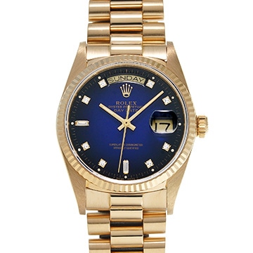 ロレックス デイデイト 18038A ブルー・グラデーション/ダイヤモンド メンズ 時計 【中古】【wristwatch】