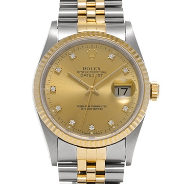 ロレックス デイトジャスト 16233G シャンパン/ダイヤモンド メンズ 時計 【中古】【wristwatch】