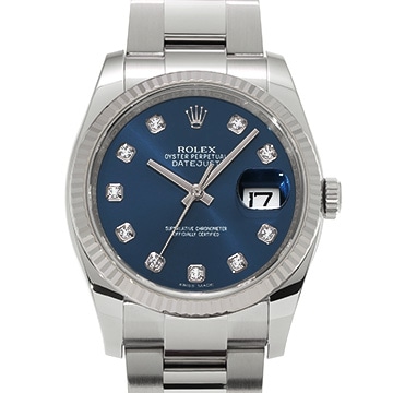 ロレックス デイトジャスト 116234G ブルーコンピュータ/ダイヤモンド メンズ 時計 【中古】【wristwatch】