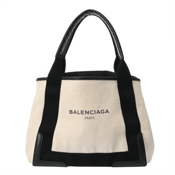 バレンシアガ ネイビーカバス S ホワイト/ブラック 339933 キャンバス/レザー レディース バッグ 【中古】【bag】