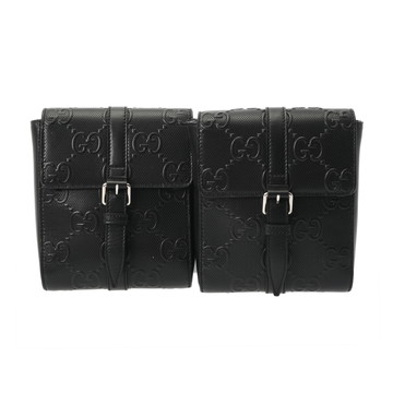 グッチ GGエンボス ウエストポーチ ブラック 631339 レザー メンズ バッグ 【中古】【bag】