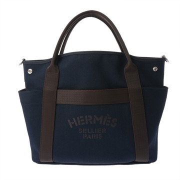 エルメス サック ド パンサージュ グルーム ネイビー/フー トワルシェブロン/ブライドルレザー ユニセックス バッグ 【中古】【bag】