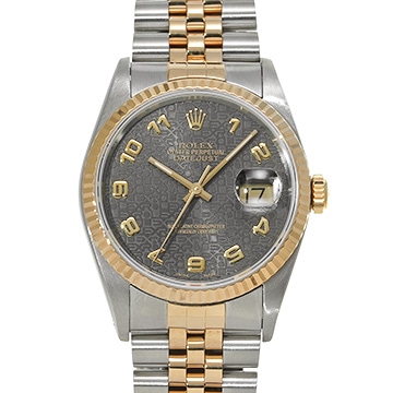 ロレックス デイトジャスト 16233 ブラックコンピュータ メンズ 時計 【中古】【wristwatch】