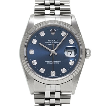 ロレックス デイトジャスト 16234G ブルー/ダイヤモンド メンズ 時計 【中古】【wristwatch】