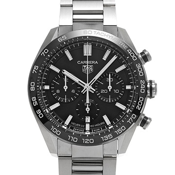 タグ ホイヤー カレラ キャリバーホイヤー02 スポーツ クロノグラフ CBN2A1B.BA0643 ブラック メンズ 時計 【中古】【wristwatch】