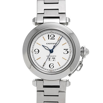 カルティエ パシャC ビッグデイト W31044M7 ホワイト ユニセックス 時計 【中古】【wristwatch】