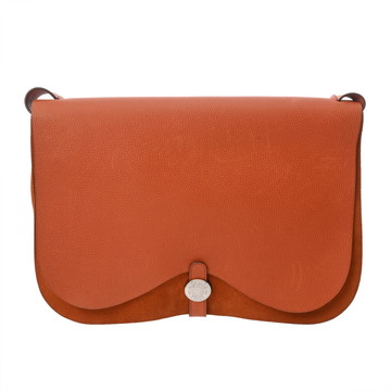 エルメス コロラド GM オレンジ レザー/トワルシェブロン レディース バッグ 【中古】【bag】