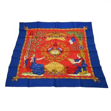 エルメス カレ 90 LIBERTE EGALITE FRATERNITE REPUBLIQUE FRANCAISE マルチカラー シルク100％ レディース 【中古】【other】