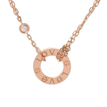カルティエ ラブサークル ネックレス 2Pダイヤ ゴールド K18ピンクゴールド PG レディース ジュエリー 【中古】【jewelry】