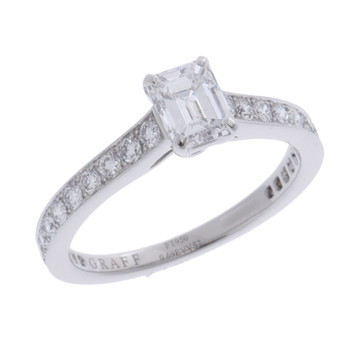 グラフ フレーム エメラルドカット エンゲージメントリング シルバー Pt950プラチナ レディース ジュエリー 【中古】【jewelry】