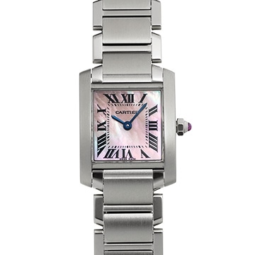 カルティエ タンク フランセーズ SM W51028Q3 ピンクシェル レディース 時計 【中古】【wristwatch】