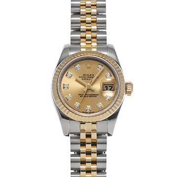 ロレックス デイトジャスト 179173 シャンパン/ダイヤモンド レディース 時計 【中古】【wristwatch】