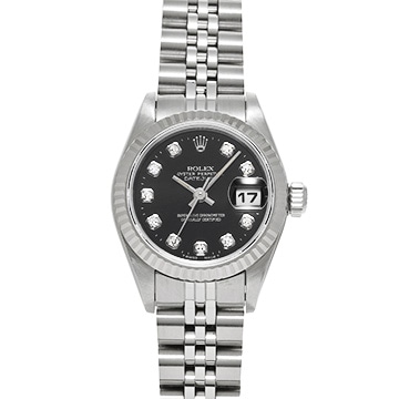 ロレックス デイトジャスト 69174G ブラック/ダイヤモンド レディース 時計 【中古】【wristwatch】
