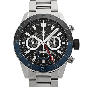 タグ ホイヤー カレラ キャリバーホイヤー02 クロノグラフ GMT CBG2A1Z.BA0658 ブラック メンズ 時計 【中古】【wristwatch】