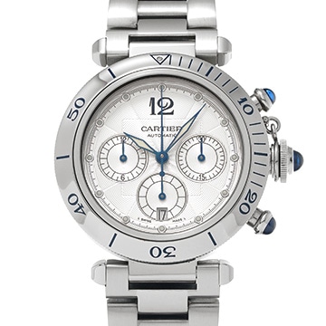 カルティエ パシャ ドゥ カルティエ クロノグラフ 38mm W31030H3 シルバー メンズ 時計 【中古】【wristwatch】