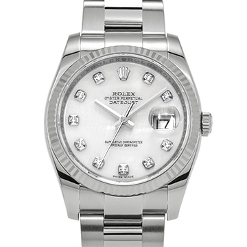 ロレックス デイトジャスト 116234NG ホワイトシェル/ダイヤモンド メンズ 時計 【中古】【wristwatch】