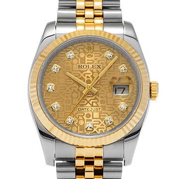 ロレックス デイトジャスト 116233G シャンパンコンピュータ/ダイヤモンド メンズ 時計 【中古】【wristwatch】