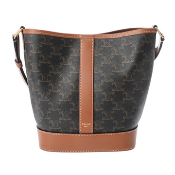 セリーヌ スモールバケット タン 191442CAS 04LU トリオンフ キャンバス/カーフ レディース バッグ 【中古】【bag】