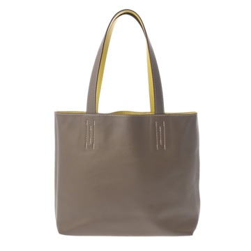 エルメス ドゥブルセンス28 リバーシブル エトゥープ/ライム ヴォースイフト レディース バッグ 【中古】【bag】