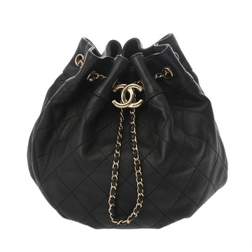 シャネル マトラッセ ドローストリング 巾着 チェーンショルダー ブラック AS1439 ラムスキン レディース バッグ 【中古】【bag】