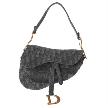 ディオール サドルバッグ ワンショルダー グレー オプリーグジャガードキャンバス ユニセックス バッグ 【中古】【bag】
