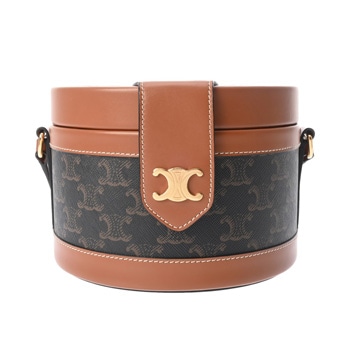 セリーヌ トリオンフ タンブール ミディアム タン 195192BZJ トリオンフ キャンバス/カーフ レディース バッグ 【中古】【bag】