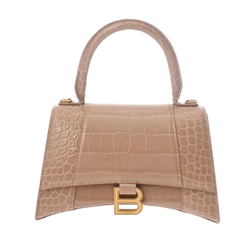 バレンシアガ アワーグラス XS ピンクベージュ 593546 6310 P 1317 クロコ型押しレザー レディース バッグ 【中古】【bag】