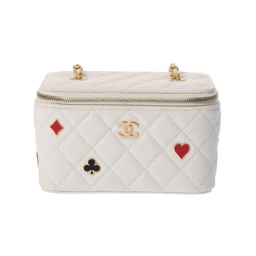 シャネル マトラッセ ヴァニティケース 2023年クルーズコレクション ホワイト/ゴールド金具 AP3079 グレインドカーフスキン レディース バッグ 【中古】【bag】