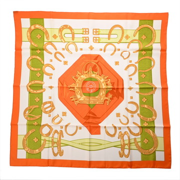 エルメス カレ90 PORTE BONHEUR マルチカラー シルク100％ レディース 【中古】【other】