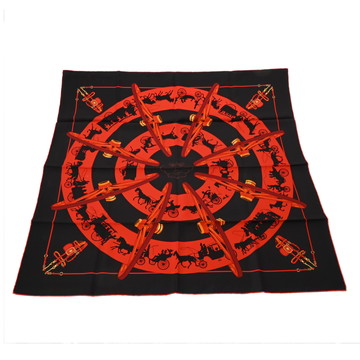 エルメス カレ 90 PARIS QUI ROULE マルチカラー シルク100％ レディース 【中古】【other】