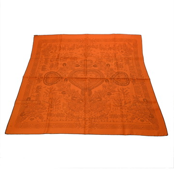 エルメス カレ 90 DECOUPAGES オレンジ系/マルチカラー シルク100％ レディース 【中古】【other】