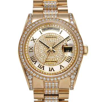 ロレックス デイデイト 118348 ホワイトシェル/ダイヤモンド メンズ 時計 【中古】【wristwatch】