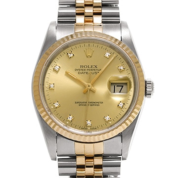 ロレックス デイトジャスト 16233G シャンパン/ダイヤモンド メンズ 時計 【中古】【wristwatch】