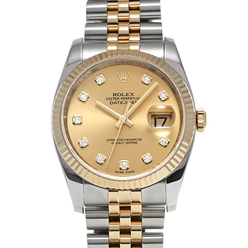 ロレックス デイトジャスト 116233G シャンパン/ダイヤモンド メンズ 時計 【中古】【wristwatch】