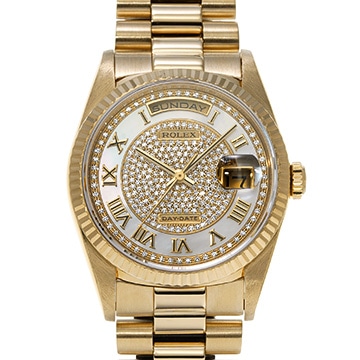 ロレックス デイデイト 18238NRZ ホワイトシェル/ダイヤモンド メンズ 時計 【中古】【wristwatch】