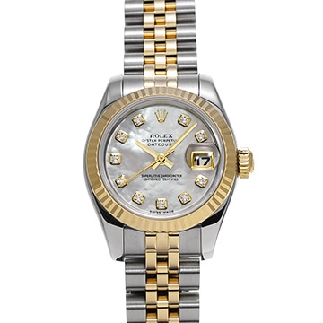 ロレックス デイトジャスト 179173NG ホワイトシェル/ダイヤモンド レディース 時計 【中古】【wristwatch】