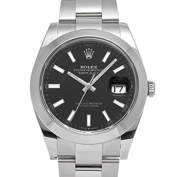 ロレックス デイトジャスト 41 126300 ブライトブラック メンズ 時計 【中古】【wristwatch】