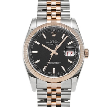 ロレックス デイトジャスト 116231 ブラック メンズ 時計 【中古】【wristwatch】