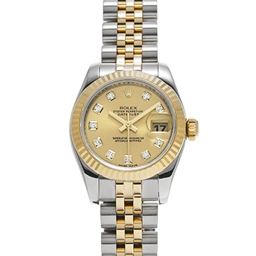 ロレックス デイトジャスト 179173G シャンパン/ダイヤモンド レディース 時計 【中古】【wristwatch】