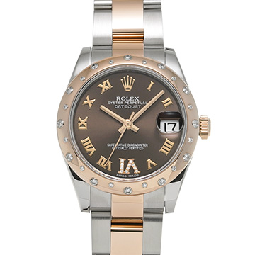 ロレックス デイトジャスト 31 178341 チョコレートブラウン/ダイヤモンド ユニセックス 時計 【中古】【wristwatch】