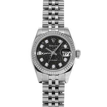 ロレックス デイトジャスト 179174G ブラックコンピュータ/ダイヤモンド レディース 時計 【中古】【wristwatch】
