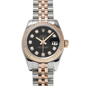 ロレックス デイトジャスト 179171G ブラック/ダイヤモンド レディース 時計 【中古】【wristwatch】