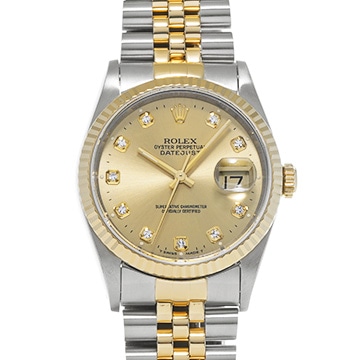 ロレックス デイトジャスト 16233G シャンパン/ダイヤモンド メンズ 時計 【中古】【wristwatch】