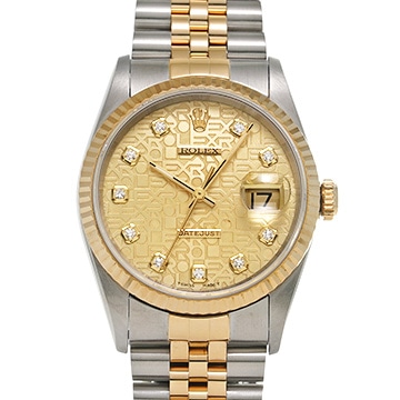 ロレックス デイトジャスト 36 16233G シャンパンコンピュータ/ダイヤモンド メンズ 時計 【中古】【wristwatch】