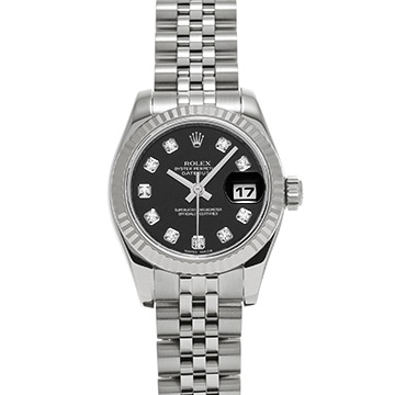 ロレックス デイトジャスト 179174G ブラック/ダイヤモンド レディース 時計 【中古】【wristwatch】