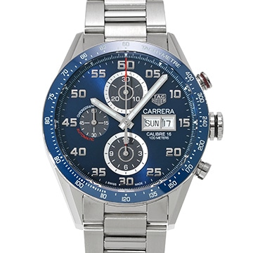 タグ ホイヤー カレラ キャリバー16 クロノグラフ デイデイト CV2A1V.BA0738 ブルー メンズ 時計 【中古】【wristwatch】