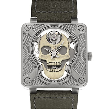 ベル＆ロス BR ラフィング スカル 世界500本限定 BR01-SKULL-SK アイボリー メンズ 時計 【中古】【wristwatch】