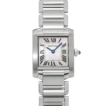 カルティエ タンク フランセーズ SM W51028Q3 ピンクシェル レディース 時計 【中古】【wristwatch】