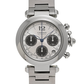カルティエ パシャC クロノグラフ W31048M7 シルバー/ブラック メンズ 時計 【中古】【wristwatch】